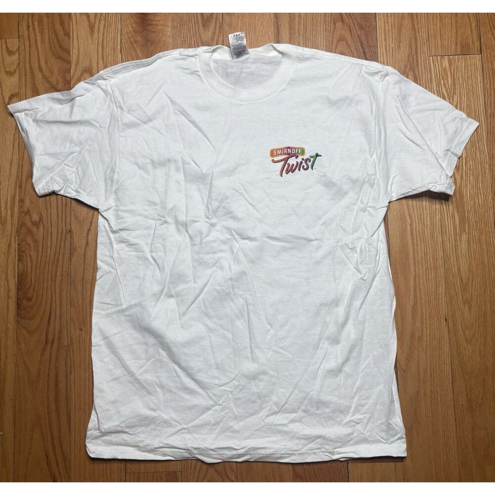 Vintage Mens Smirnoff Twist T-Shirt White Size XL Graphic Pink Alcohol Tee
